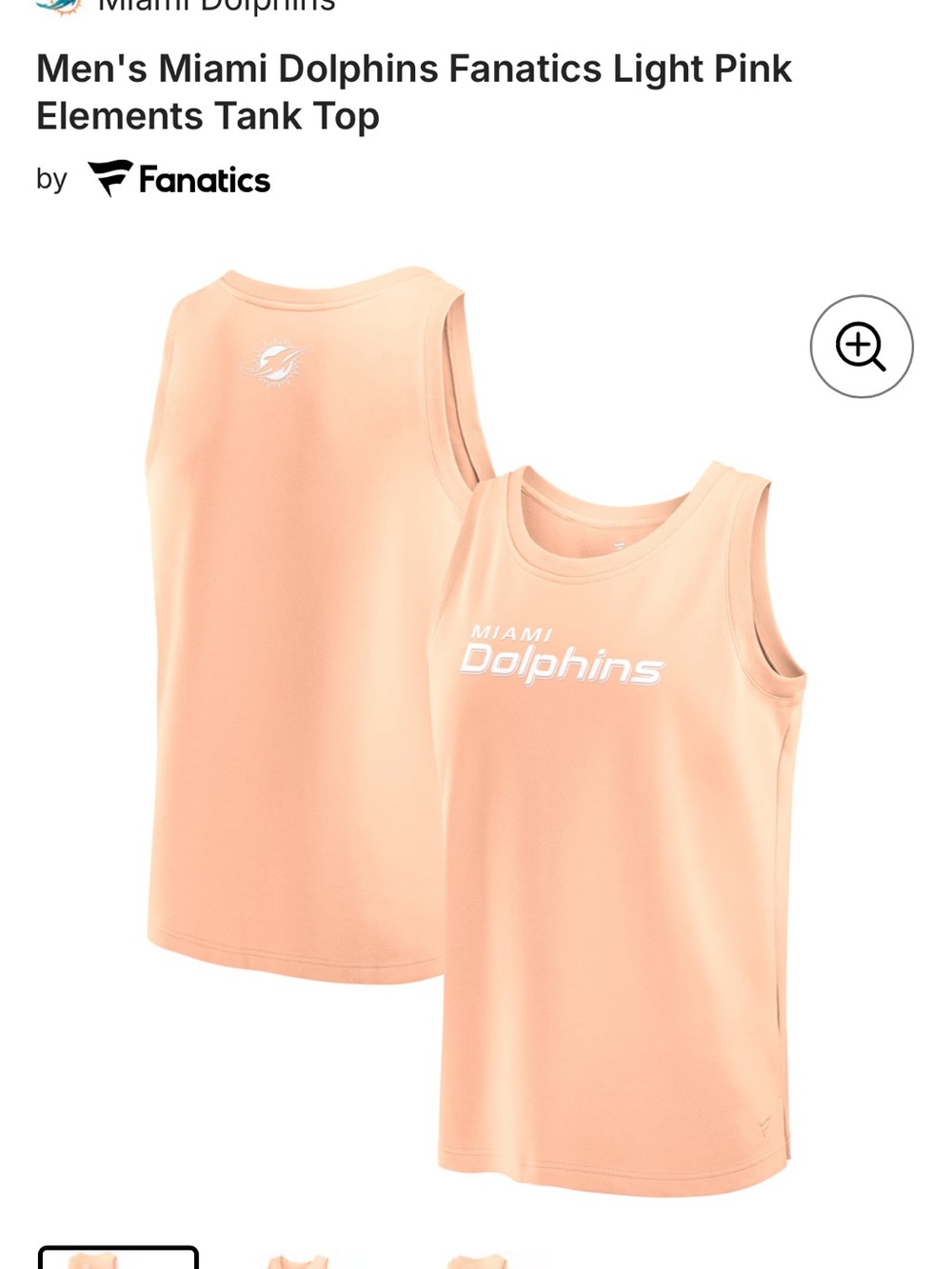 Fanatics Men’s Peach Crewneck Sleeveless Miami Dolphins Tank